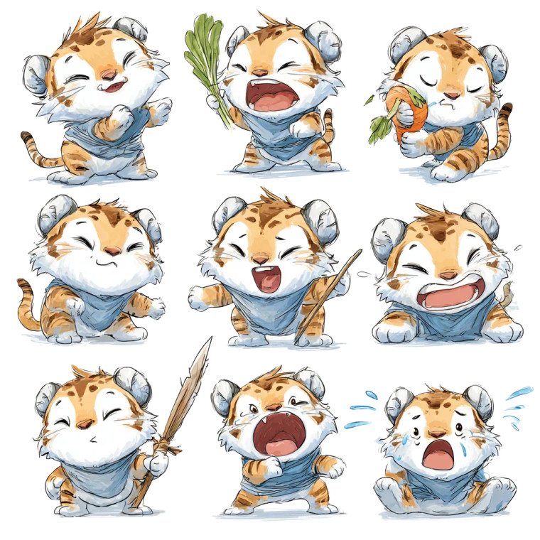 Cartoon Tiger Stickers Vinyl Car Decal Sticker – Waterproof & UV-Resistant 3.4133333333333336"