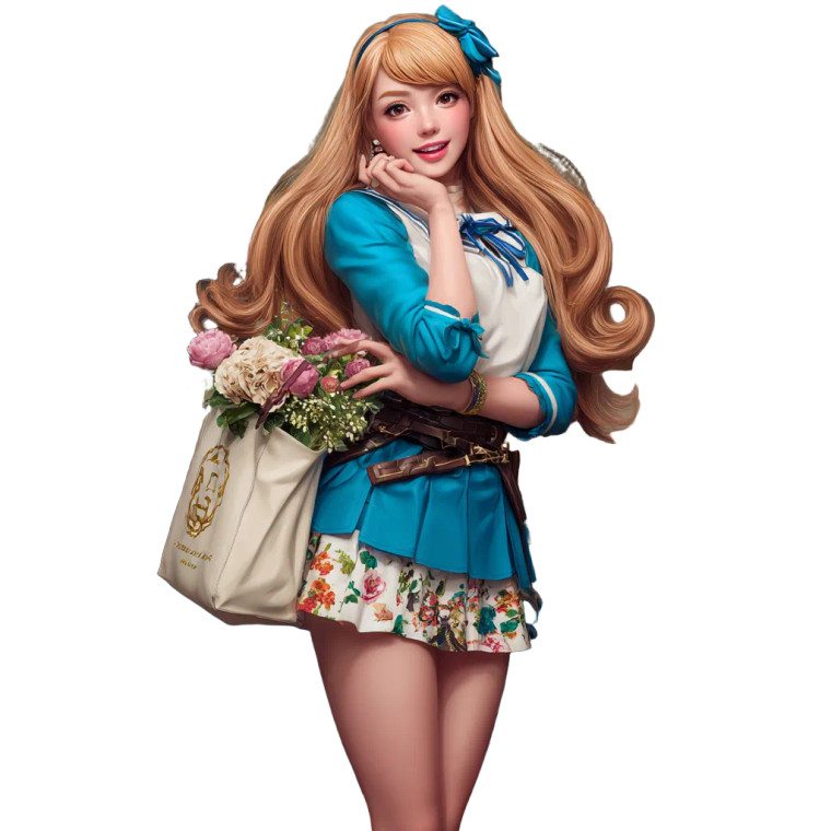 Cheerful Florist Girl Vinyl Car Decal Sticker – Waterproof & UV-Resistant 3.4133333333333336"