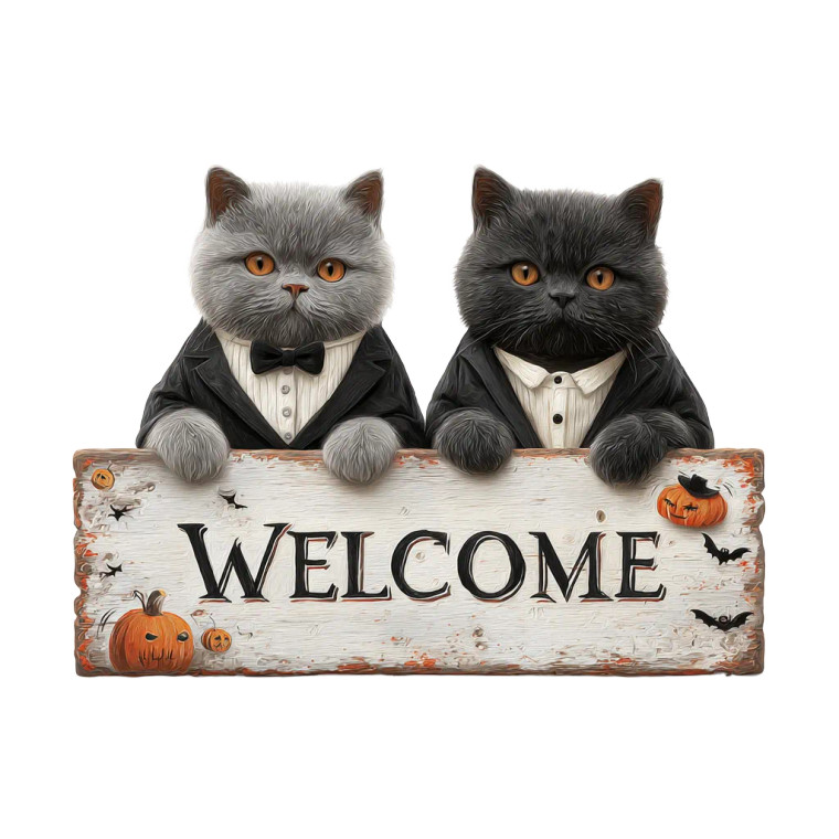 Dapper Cats Welcome Vinyl Car Decal Sticker – Waterproof & UV-Resistant 3.4133333333333336"