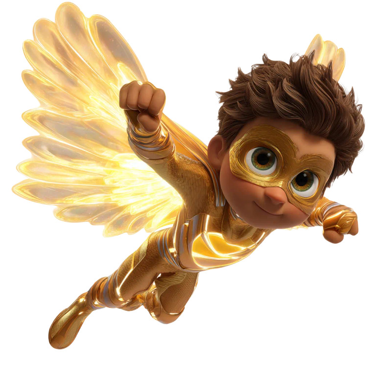 Golden Superhero Boy Vinyl Car Decal Sticker – Waterproof & UV-Resistant 3.4133333333333336"