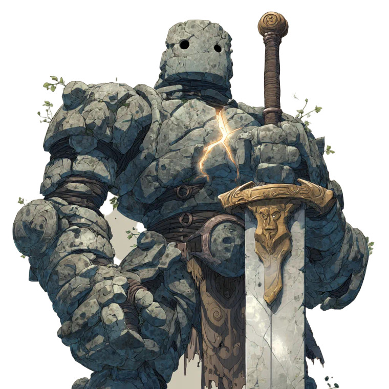 Celestial Golem Warrior Vinyl Car Decal Sticker – Waterproof & UV-Resistant 6.826666666666667"