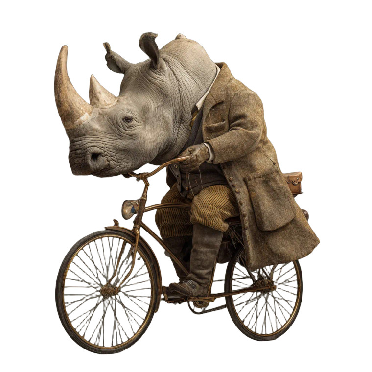 Rhino On Bicycle Vinyl Car Decal Sticker – Waterproof & UV-Resistant 3.4133333333333336"