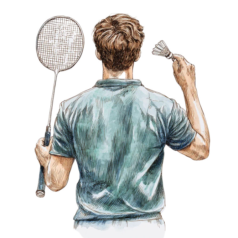 Badminton Player Illustration Vinyl Car Decal Sticker – Waterproof & UV-Resistant 6.826666666666667"