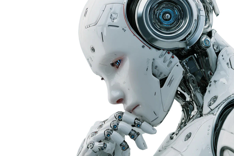Thoughtful White Robot Vinyl Car Decal Sticker – Waterproof & UV-Resistant 2.986666666666667"