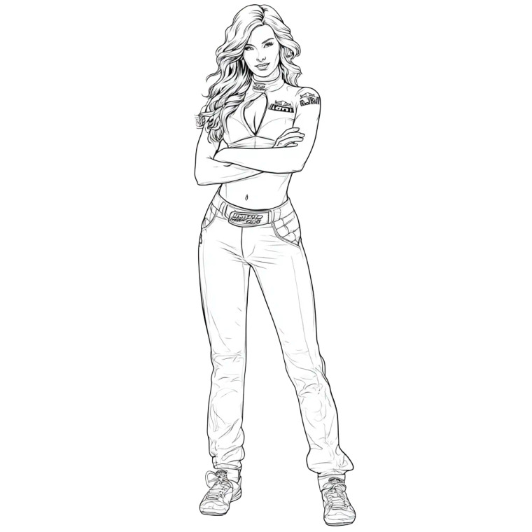 Racing Girl Sketch Vinyl Car Decal Sticker – Waterproof & UV-Resistant 3.4133333333333336"