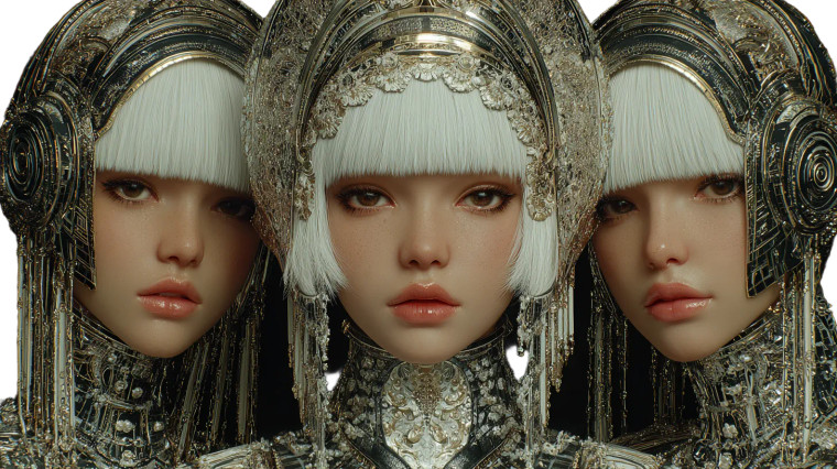 Futuristic Anime Triplets Vinyl Car Decal Sticker – Waterproof & UV-Resistant 2.72"