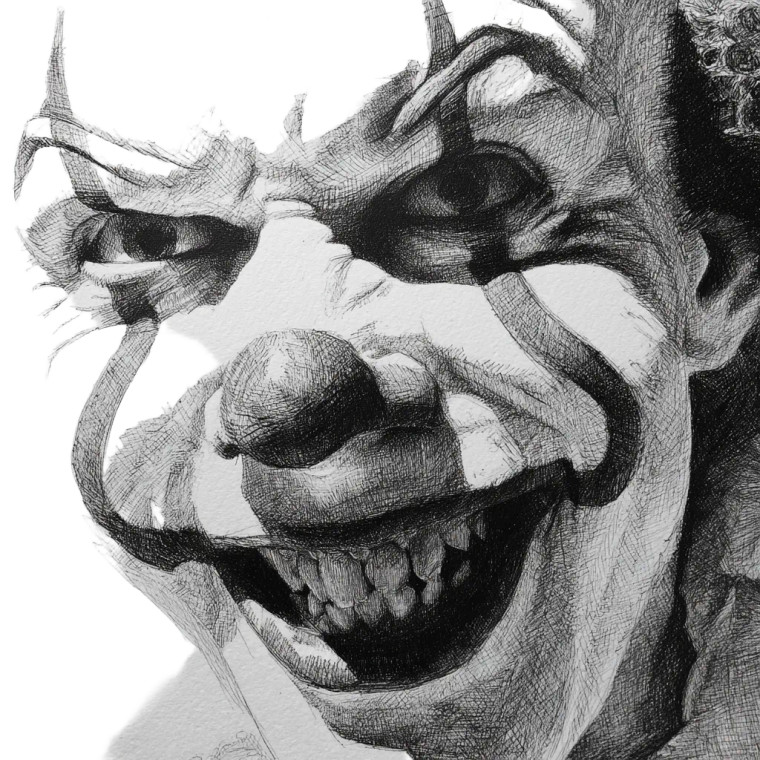 Creepy Clown Sketch Vinyl Car Decal Sticker – Waterproof & UV-Resistant 3.4133333333333336"
