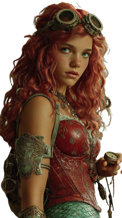 Steampunk Mermaid Princess Vinyl Car Decal Sticker – Waterproof & UV-Resistant 9.706666666666667"