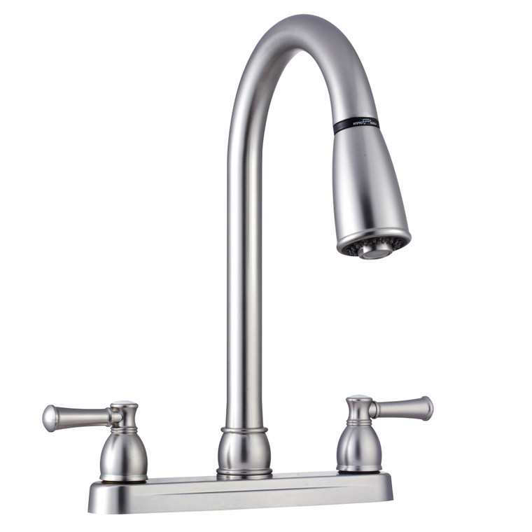 Dura Faucet Kitchen Faucet | Designer Pull-Down Spout | Teapot Handles | Brushed Nickel Finish