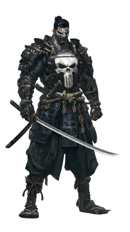 Samurai Punisher Vinyl Car Decal Sticker – Waterproof & UV-Resistant 9.706666666666667"