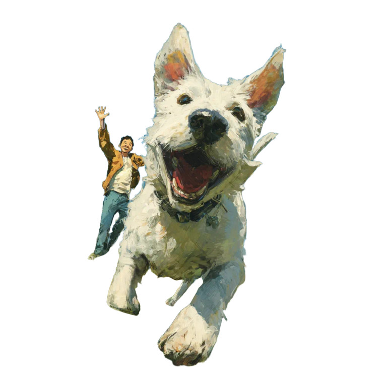 Excited Running Dog Vinyl Car Decal Sticker – Waterproof & UV-Resistant 3.4133333333333336"