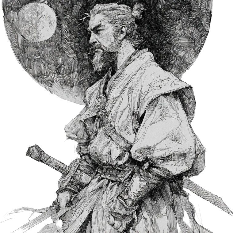 Bearded Swordsman Vinyl Car Decal Sticker – Waterproof & UV-Resistant 3.4133333333333336"