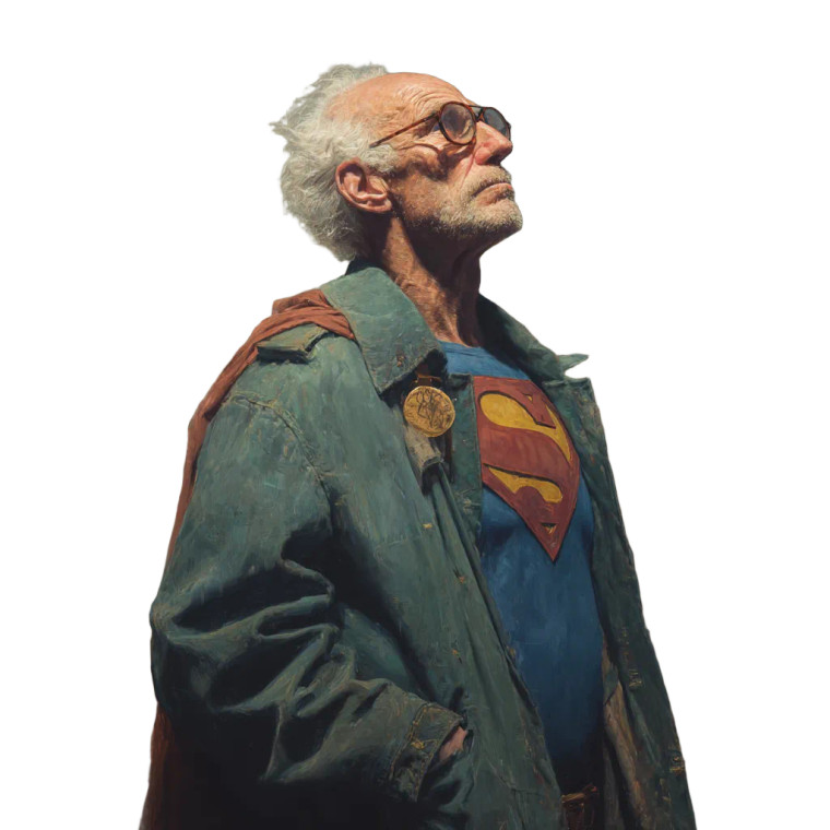 Elderly Superhero Portrait Vinyl Car Decal Sticker – Waterproof & UV-Resistant 3.4133333333333336"