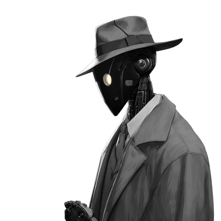 Noir Android Detective Vinyl Car Decal Sticker – Waterproof & UV-Resistant 3.4133333333333336"