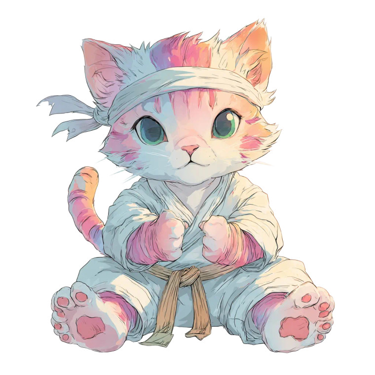 Karate Kitten Vinyl Car Decal Sticker – Waterproof & UV-Resistant 3.4133333333333336"