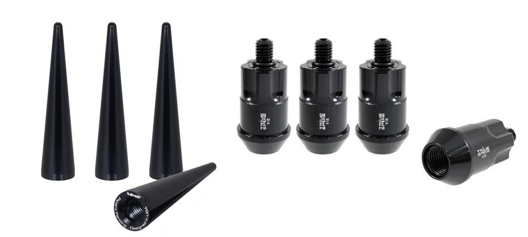 True Spike Lug Nut Locks | Black Acorn 1/2x20 Thread | Set Of 4 | Steel Construction