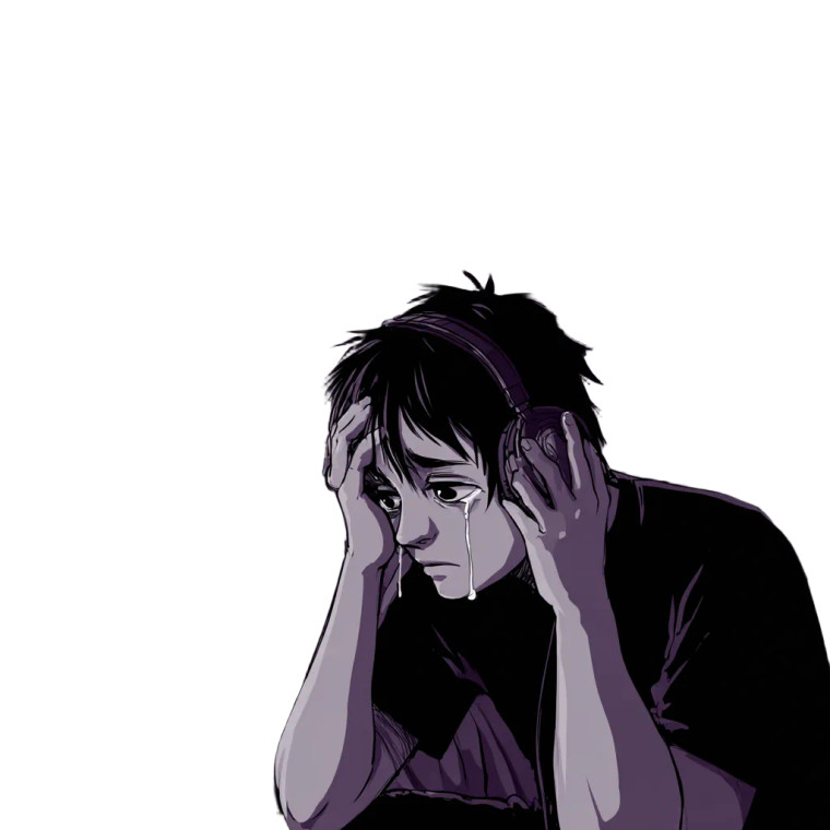 Emo Man Crying Vinyl Car Decal Sticker – Waterproof & UV-Resistant 3.4133333333333336"