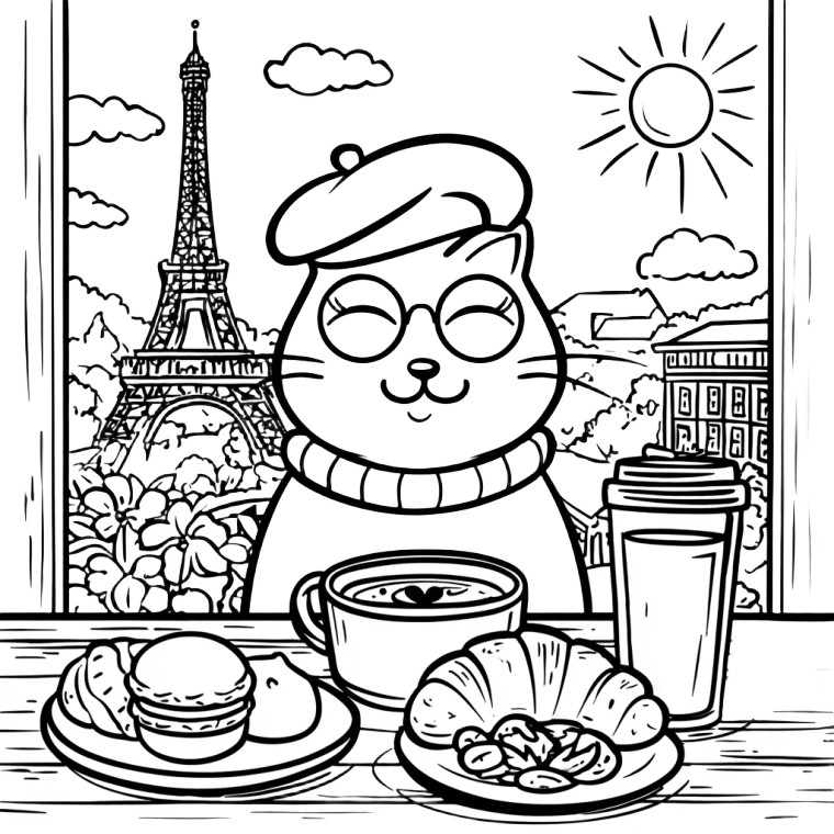 Monsieur Croissant Paris Vinyl Car Decal Sticker – Waterproof & UV-Resistant 3.4133333333333336"