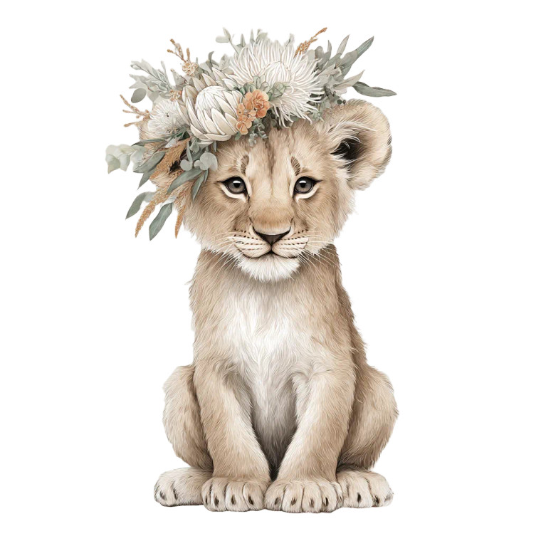Boho Baby Lion Vinyl Car Decal Sticker – Waterproof & UV-Resistant 6.826666666666667"