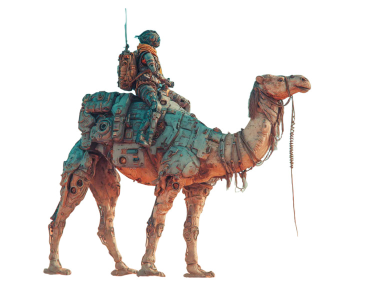 Cyborg Desert Journey Vinyl Car Decal Sticker – Waterproof & UV-Resistant 6.1866666666666665"