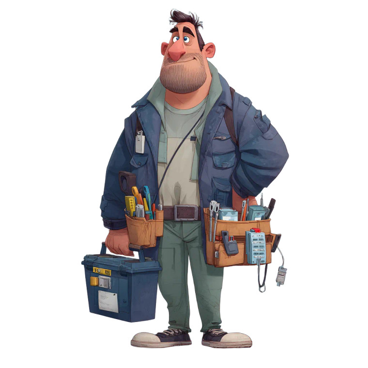 Cartoon Electrician V3 Vinyl Car Decal Sticker – Waterproof & UV-Resistant 6.826666666666667"