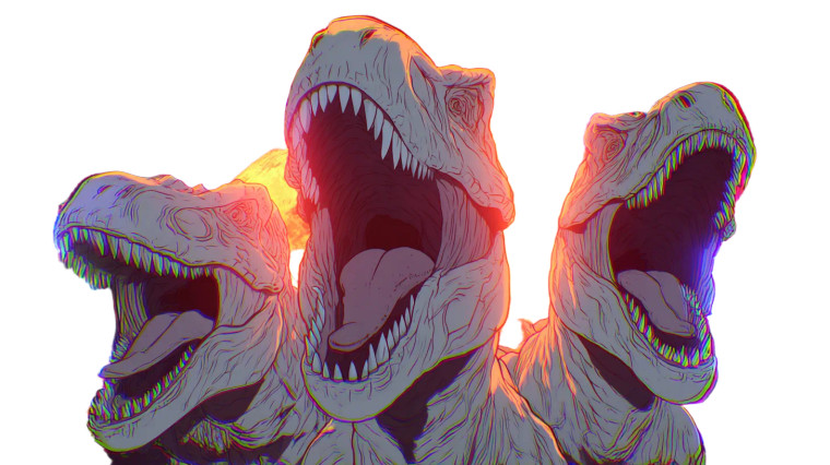 Creepy Cartoon Dinosaurs Vinyl Car Decal Sticker – Waterproof & UV-Resistant 2.72"