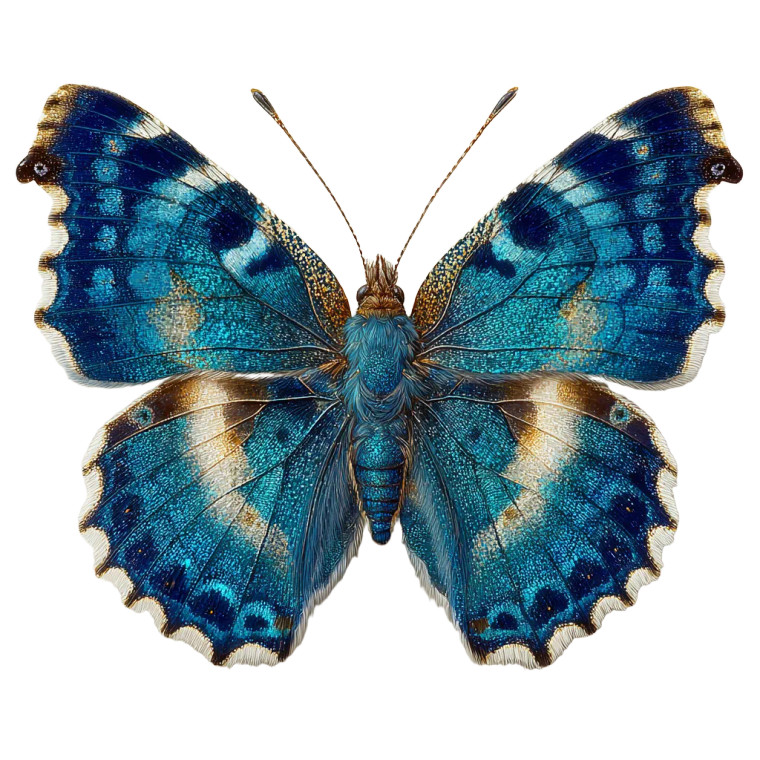 Iridescent Blue Butterfly V2 Vinyl Car Decal Sticker – Waterproof & UV-Resistant 6.826666666666667"