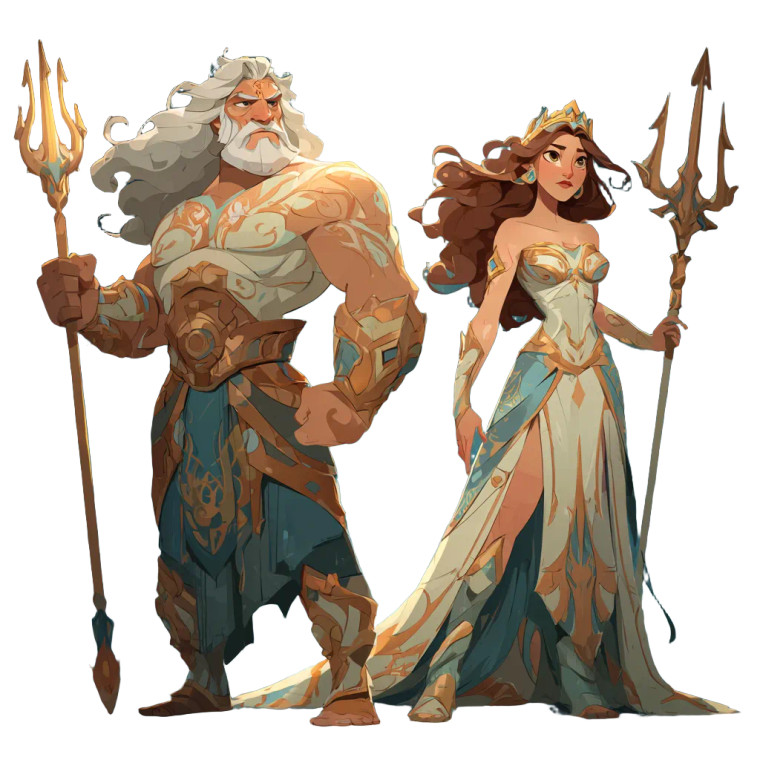 Poseidon And Sea Goddess Vinyl Car Decal Sticker – Waterproof & UV-Resistant 3.4133333333333336"