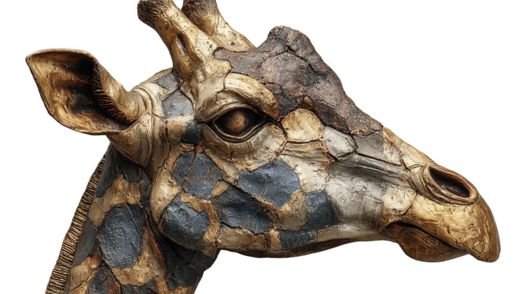 Metal Giraffe Sculpture Vinyl Car Decal Sticker – Waterproof & UV-Resistant 2.72"
