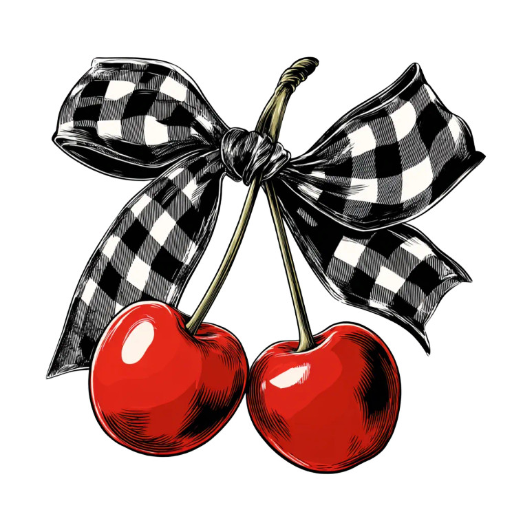 Cherries With Bow V3 Vinyl Car Decal Sticker – Waterproof & UV-Resistant 6.826666666666667"