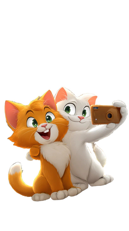 Cartoon Cats Selfie Vinyl Car Decal Sticker – Waterproof & UV-Resistant 9.706666666666667"