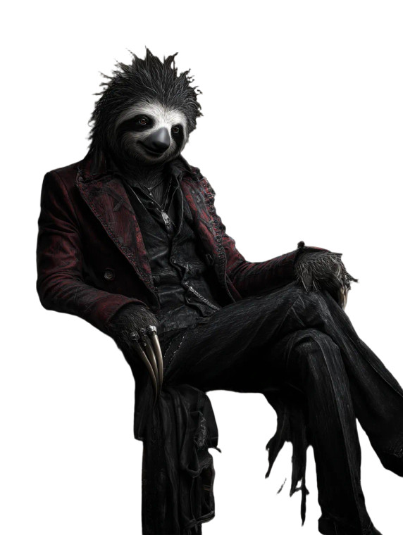 Goth Sloth Vinyl Car Decal Sticker – Waterproof & UV-Resistant 8.213333333333333"