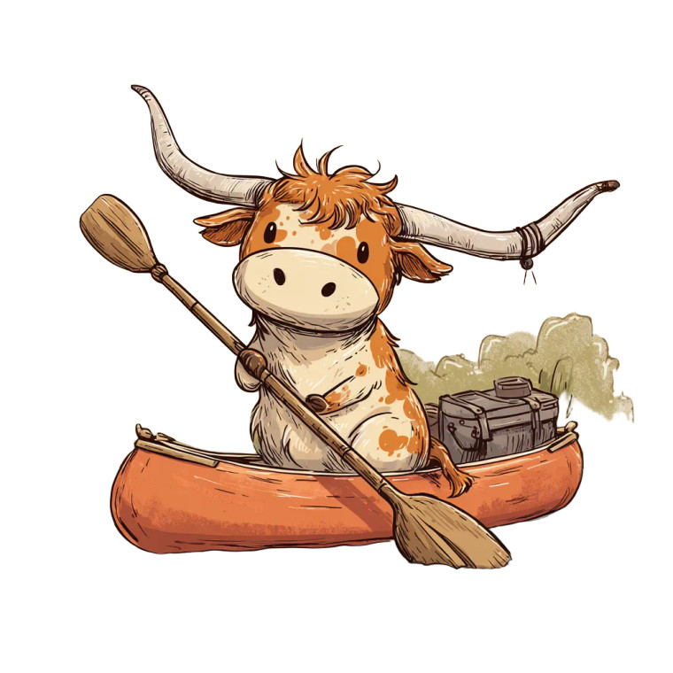 Longhorn Cow Kayaking Vinyl Car Decal Sticker – Waterproof & UV-Resistant 3.4133333333333336"