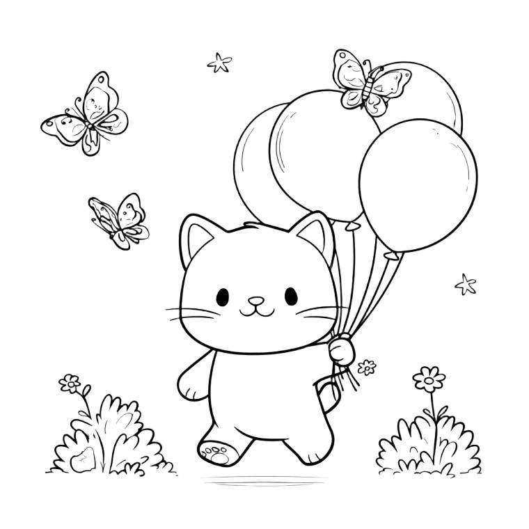 Kawaii Cat Coloring V2 Vinyl Car Decal Sticker – Waterproof & UV-Resistant 3.4133333333333336"