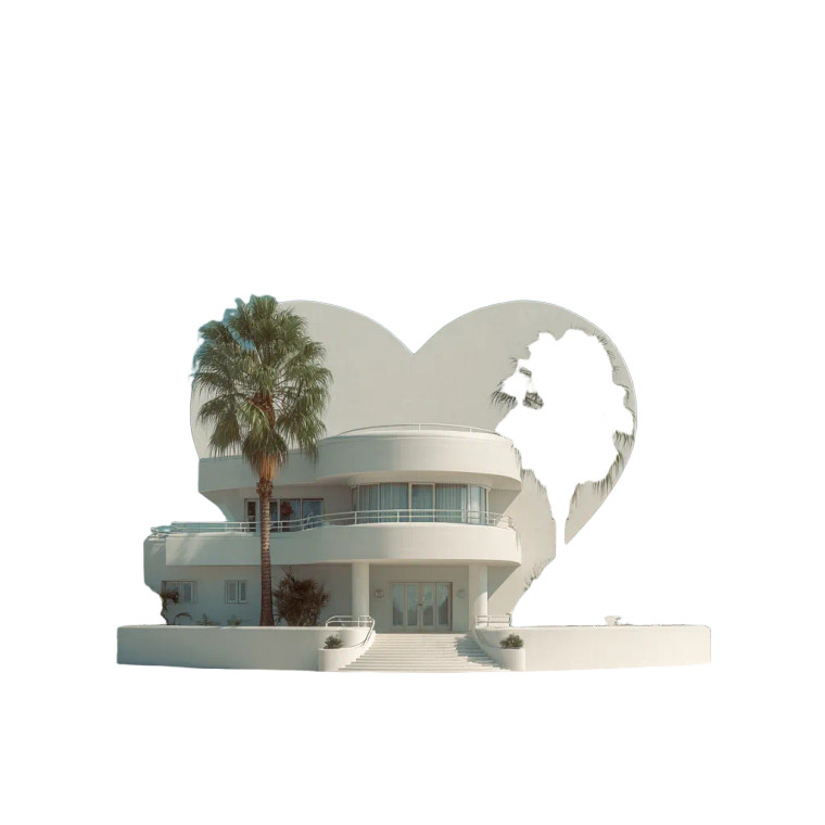 Heart-Shaped Mansion Vinyl Car Decal Sticker – Waterproof & UV-Resistant 3.4133333333333336"
