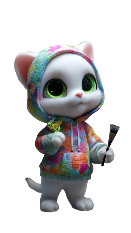 Painting Kitten V2 Vinyl Car Decal Sticker – Waterproof & UV-Resistant 4.8533333333333335"