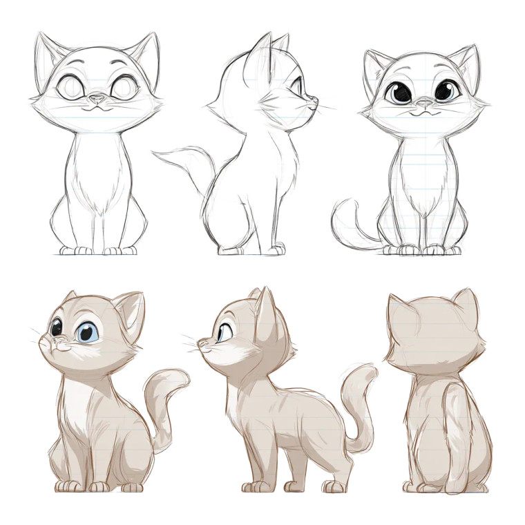 Kitten Character Design Vinyl Car Decal Sticker – Waterproof & UV-Resistant 3.4133333333333336"