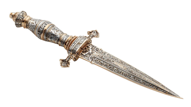 Ornate Decorative Dagger Vinyl Car Decal Sticker – Waterproof & UV-Resistant 2.72"