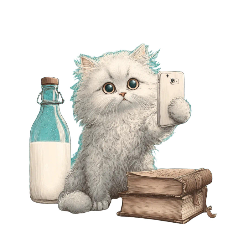 Fluffy Kitten Selfie Vinyl Car Decal Sticker – Waterproof & UV-Resistant 3.4133333333333336"