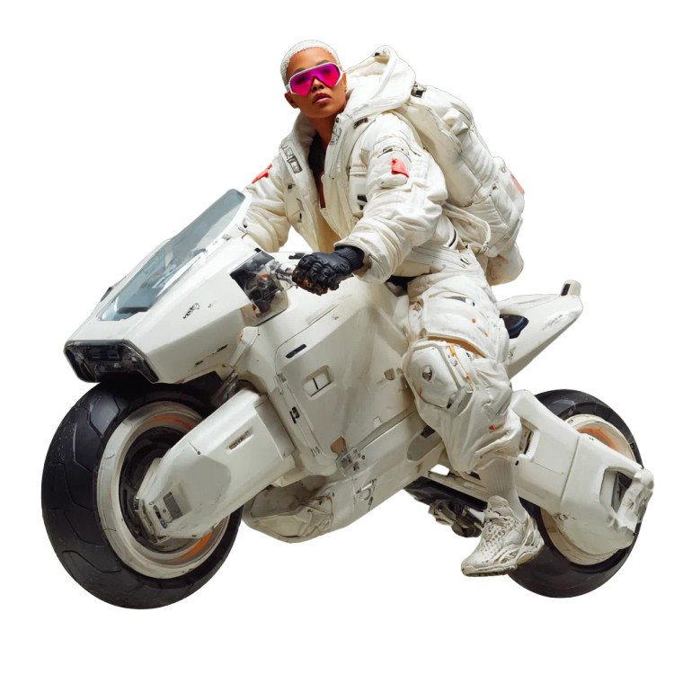 Futuristic Motorcycle Rider V12 Vinyl Car Decal Sticker – Waterproof & UV-Resistant 3.4133333333333336"