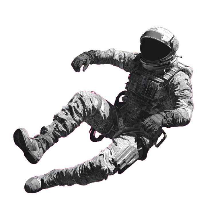 Futuristic Falling Astronaut Vinyl Car Decal Sticker – Waterproof & UV-Resistant 3.4133333333333336"