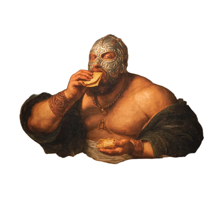 Luchadore Eating Tacos Vinyl Car Decal Sticker – Waterproof & UV-Resistant 3.4133333333333336"