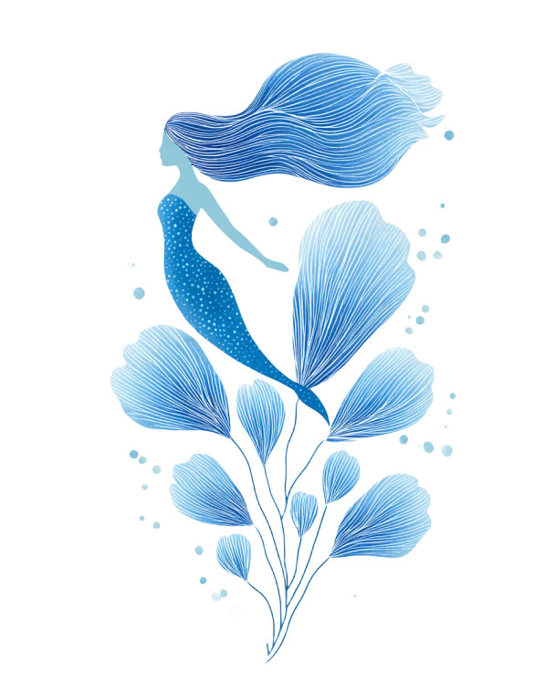 Mermaid Illustration V5 Vinyl Car Decal Sticker – Waterproof & UV-Resistant 8.0"