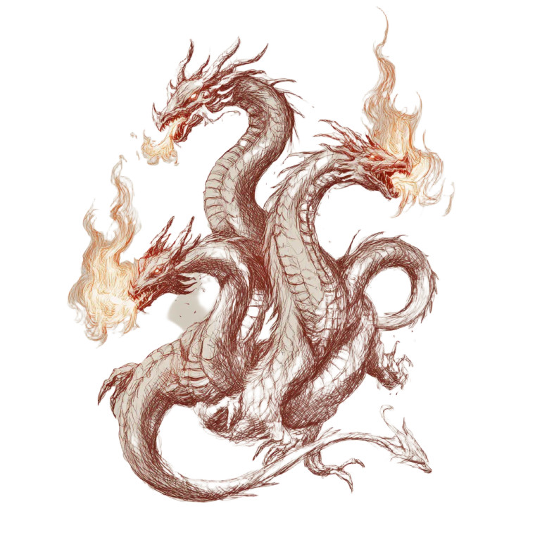 Four-Headed Dragon Vinyl Car Decal Sticker – Waterproof & UV-Resistant 3.4133333333333336"