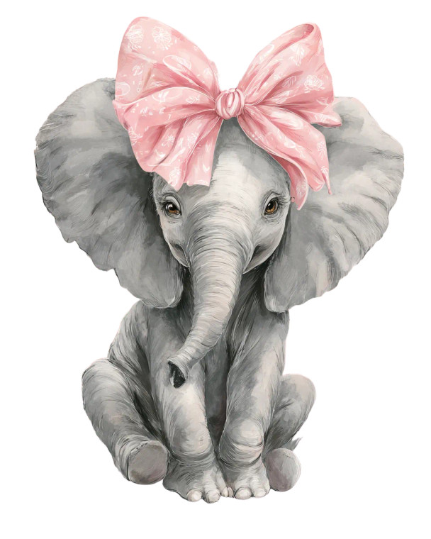 Cheery Elephant Bow Vinyl Car Decal Sticker – Waterproof & UV-Resistant 8.0"