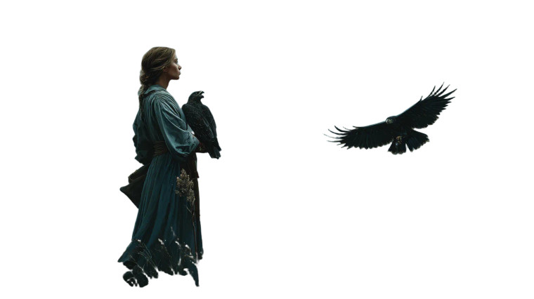 Medieval Maiden Falcon Vinyl Car Decal Sticker – Waterproof & UV-Resistant 5.4