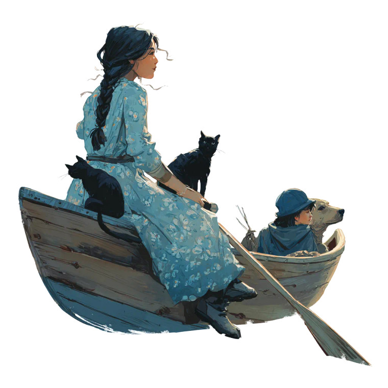 Girl In Canoe Vinyl Car Decal Sticker – Waterproof & UV-Resistant 3.4133333333333336"