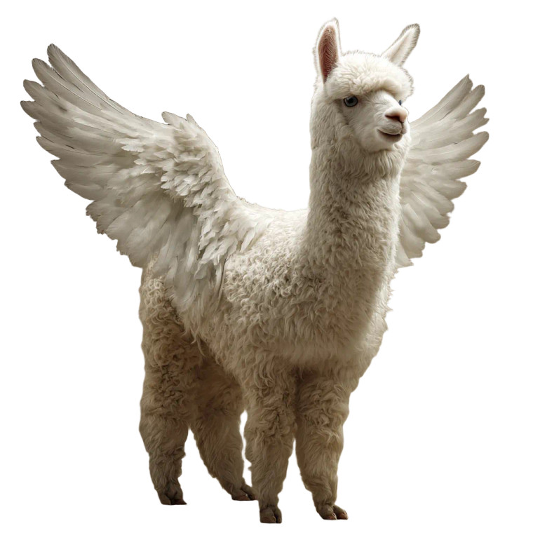 Winged White Alpaca Vinyl Car Decal Sticker – Waterproof & UV-Resistant 3.4133333333333336"