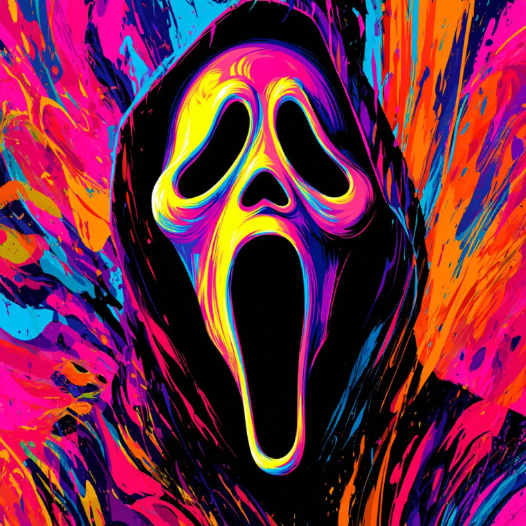 Neon Ghostface Scream Vinyl Car Decal Sticker – Waterproof & UV-Resistant 6.826666666666667"