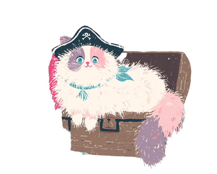 Pirate Cat Adventure V2 Vinyl Car Decal Sticker – Waterproof & UV-Resistant 3.2"